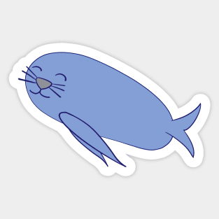 Smiling Blue Kawaii Seal Sticker